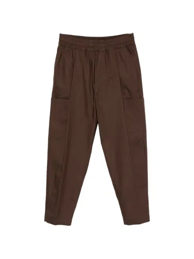 Yes London Elasticated Cargo Pants In Brown