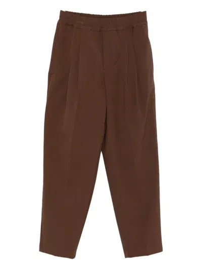 Yes London Elasticated-waist Pleated Trousers In Brown