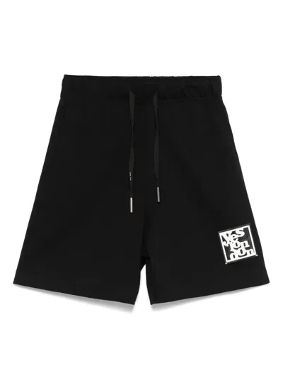 Yes London Kids' Logo-patch Shorts In Black