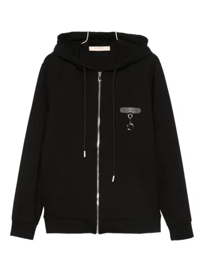 Yes London Logo-patch Zip-up Hoodie In Black