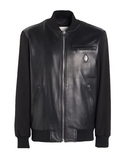 Yes London Man Jacket Black Size 48 Leather, Polyester