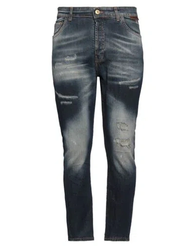 Yes London Man Jeans Blue Size 35 Cotton, Elastane In Black
