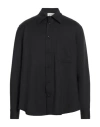 Yes London Man Shirt Black Size L Polyester, Virgin Wool, Elastane In Black