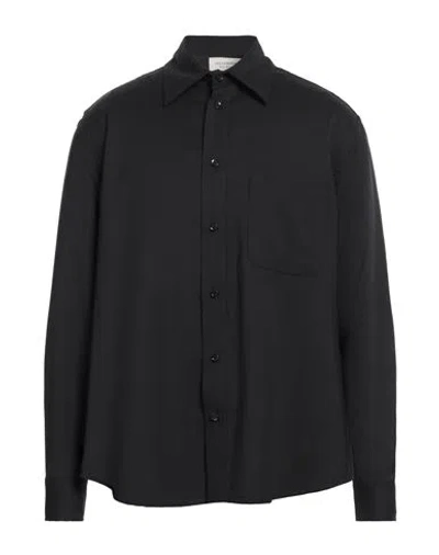 Yes London Man Shirt Black Size L Polyester, Virgin Wool, Elastane