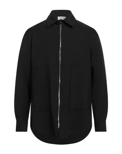 Yes London Man Shirt Black Size L Virgin Wool, Polyester, Elastane