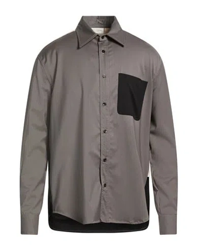 Yes London Man Shirt Grey Size L Virgin Wool, Elastane In Gray