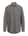 Yes London Man Shirt Grey Size Xl Virgin Wool, Polyester, Elastane In Gray