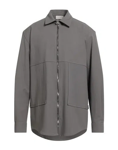 Yes London Man Shirt Grey Size Xl Virgin Wool, Polyester, Elastane In Gray