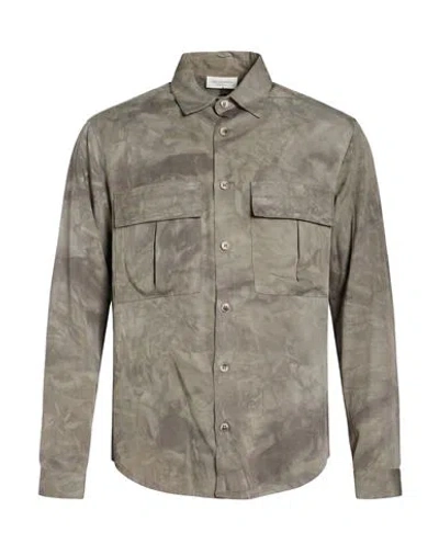 Yes London Man Shirt Taupe Size L Viscose, Polyamide In Brown