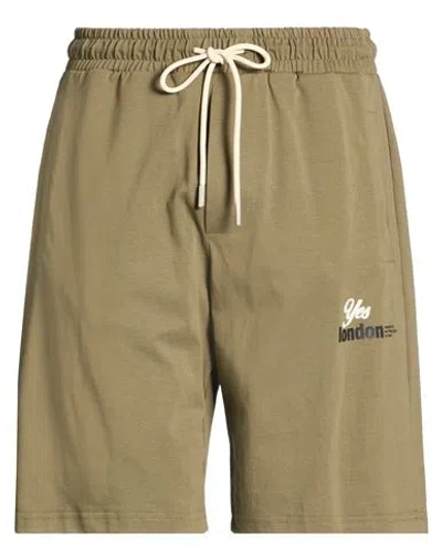 Yes London Man Shorts & Bermuda Shorts Military Green Size Xl Cotton In Gray