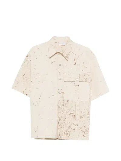 Yes London Marbled-print Pocket Shirt In Yellow