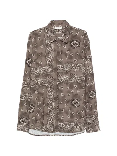 Yes London Paisley-pattern Long-sleeves Shirt In Brown