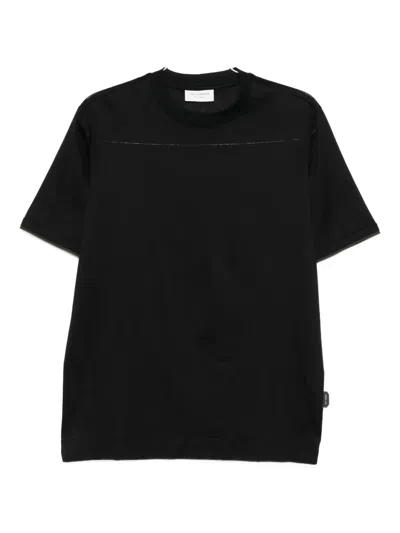 Yes London Panelled Cotton T-shirt In Black