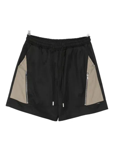 Yes London Panelled Zip-detail Shorts In Black