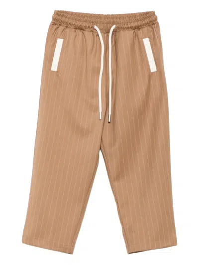 Yes London Pinstripe Straight-leg Trousers In Brown