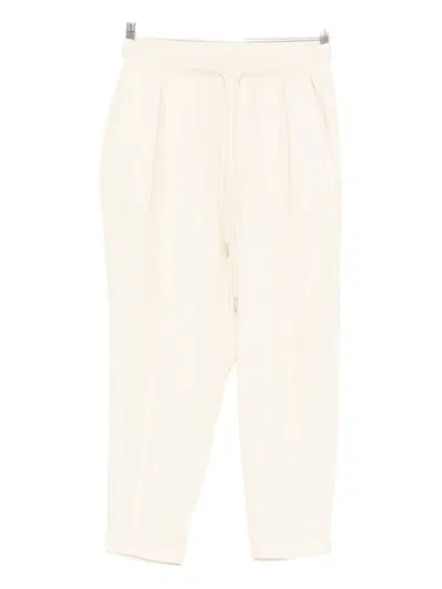 Yes London Pleated Drawstring Trousers In Neutral