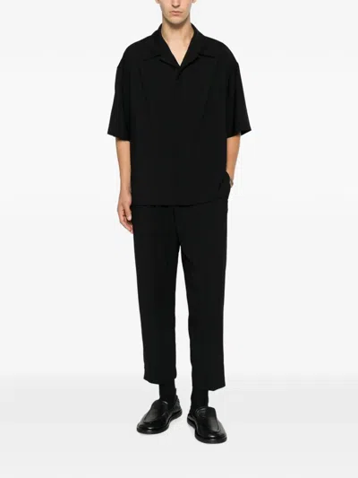 Yes London Pleated Elasticated-waistband Trousers In Black