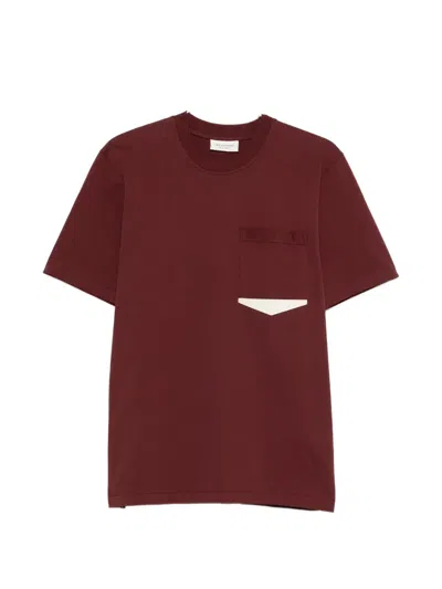Yes London Pocket T-shirt In Burgundy