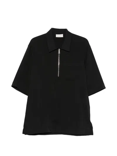 Yes London Quarter-zip Short-sleeve Polo Shirt In Black