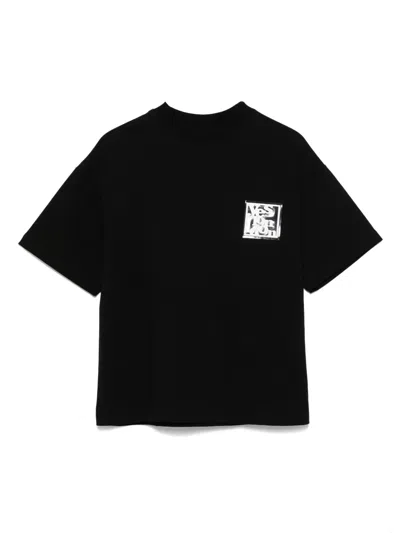 Yes London Kids' Rubberised-logo T-shirt In Black