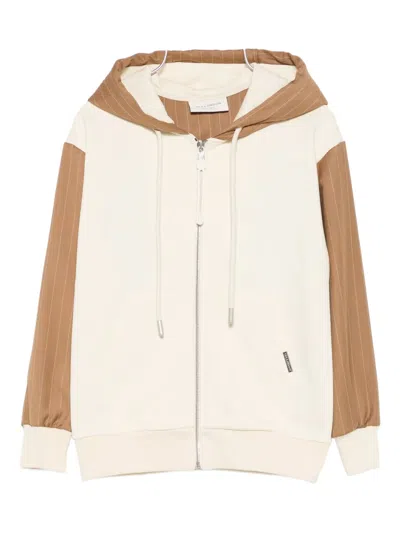 Yes London Striped Hoodie In Brown