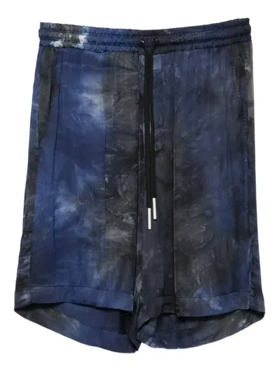 Yes London Tie-dye Drawstring Shorts In Blue