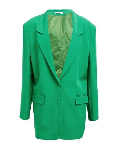 Yes London Woman Blazer Green Size 10 Polyester, Elastane