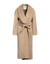 Yes London Woman Coat Beige Size 6 Polyester, Viscose In Beige