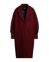 Yes London Woman Coat Burgundy Size 10 Polyester, Acrylic, Wool In Red