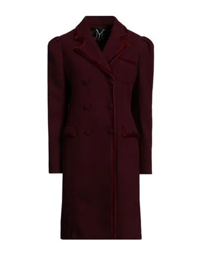 Yes London Woman Coat Burgundy Size 6 Acrylic, Polyester, Wool In Red