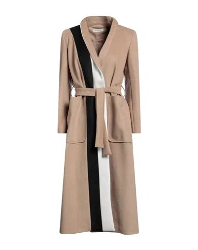 Yes London Woman Coat Camel Size 8 Polyester, Viscose In Beige