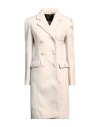 Yes London Woman Coat Cream Size 4 Acrylic, Polyester, Wool In White