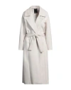 Yes London Woman Coat Ivory Size 10 Polyester, Viscose In White