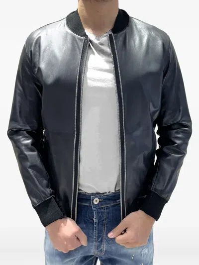 Yes London Zip Bomber Jacket In Blue
