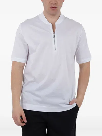 Yes London Zip-neck T-shirt In White