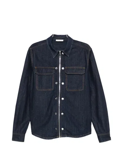 Yes London Zip-up Denim Shirt In Blue