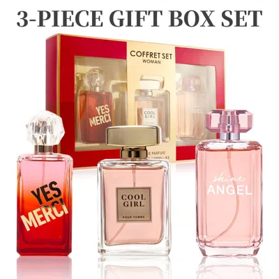Yes Merci 3-piece Set, Women's Eau De Parfuma Spray Gift Box, Long Lasting Fragrance, 3 Different Flavor, Perf In Pink