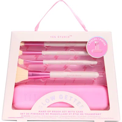 Yes Studio Glow Getter 5-piece Makeup Brush Set In Pink