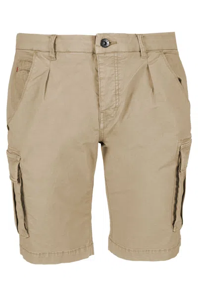 Yes Zee Beige Cargo Bermuda Shorts With Stretch Comfort In Neutral