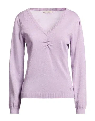 Yes Zee By Essenza Jeans Woman Sweater Lilac Size L Viscose, Nylon, Metallic Fiber In Multi