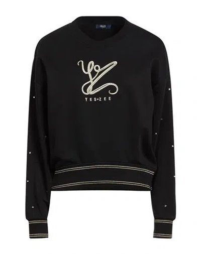 Yes Zee By Essenza Jeans Woman Sweatshirt Black Size M Cotton, Polyester