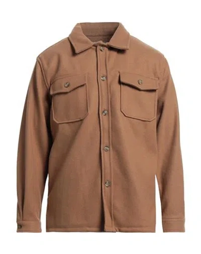 Yes Zee By Essenza Man Shirt Camel Size 3xl Polyester In Beige