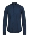 Yes Zee By Essenza Man Shirt Navy Size Xxl Cotton, Elastane In Blue