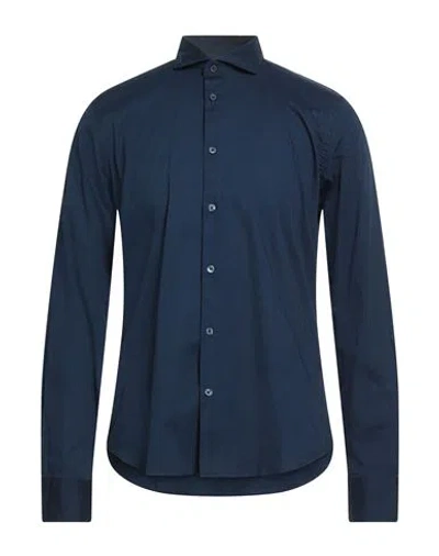 Yes Zee By Essenza Man Shirt Navy Size Xxl Cotton, Elastane In Blue