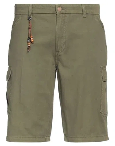 Yes Zee By Essenza Man Shorts & Bermuda Shorts Military Green Size 40 Cotton, Linen In Green