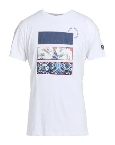 Yes Zee By Essenza Man T-shirt White Size Xxl Cotton In Multi