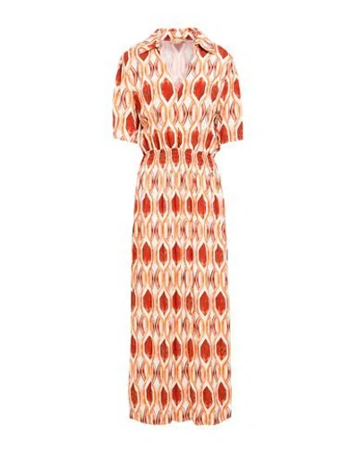 Yes Zee By Essenza Natural Feeling Woman Maxi Dress Orange Size Xl Viscose