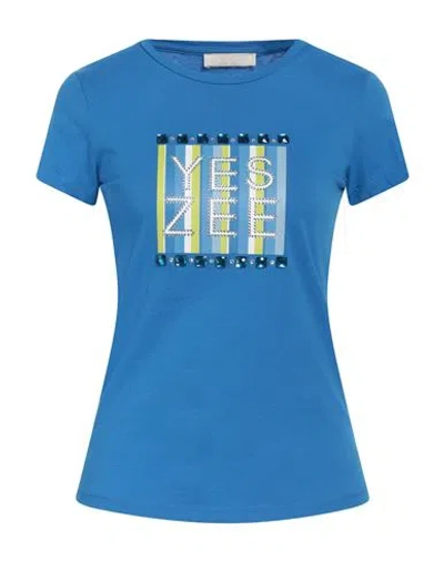 Yes Zee By Essenza Urban Chic Woman T-shirt Azure Size M Cotton In Blue