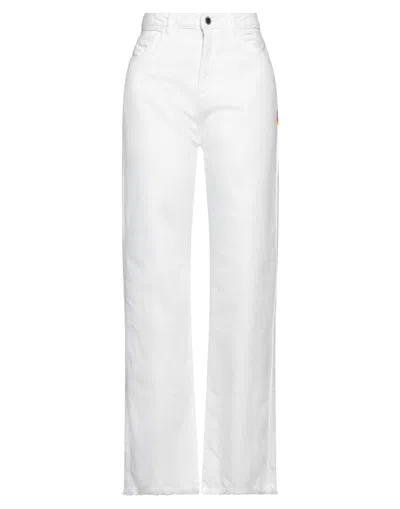 Yes Zee By Essenza Woman Denim Pants White Size 31 Cotton