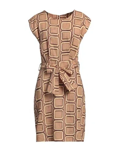 Yes Zee By Essenza Woman Mini Dress Camel Size S Linen In Beige